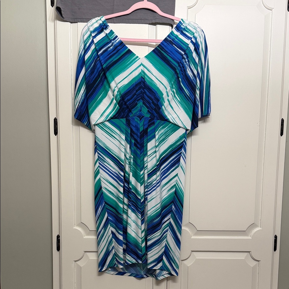 Dressbarn Blue and Green Patterned Dress